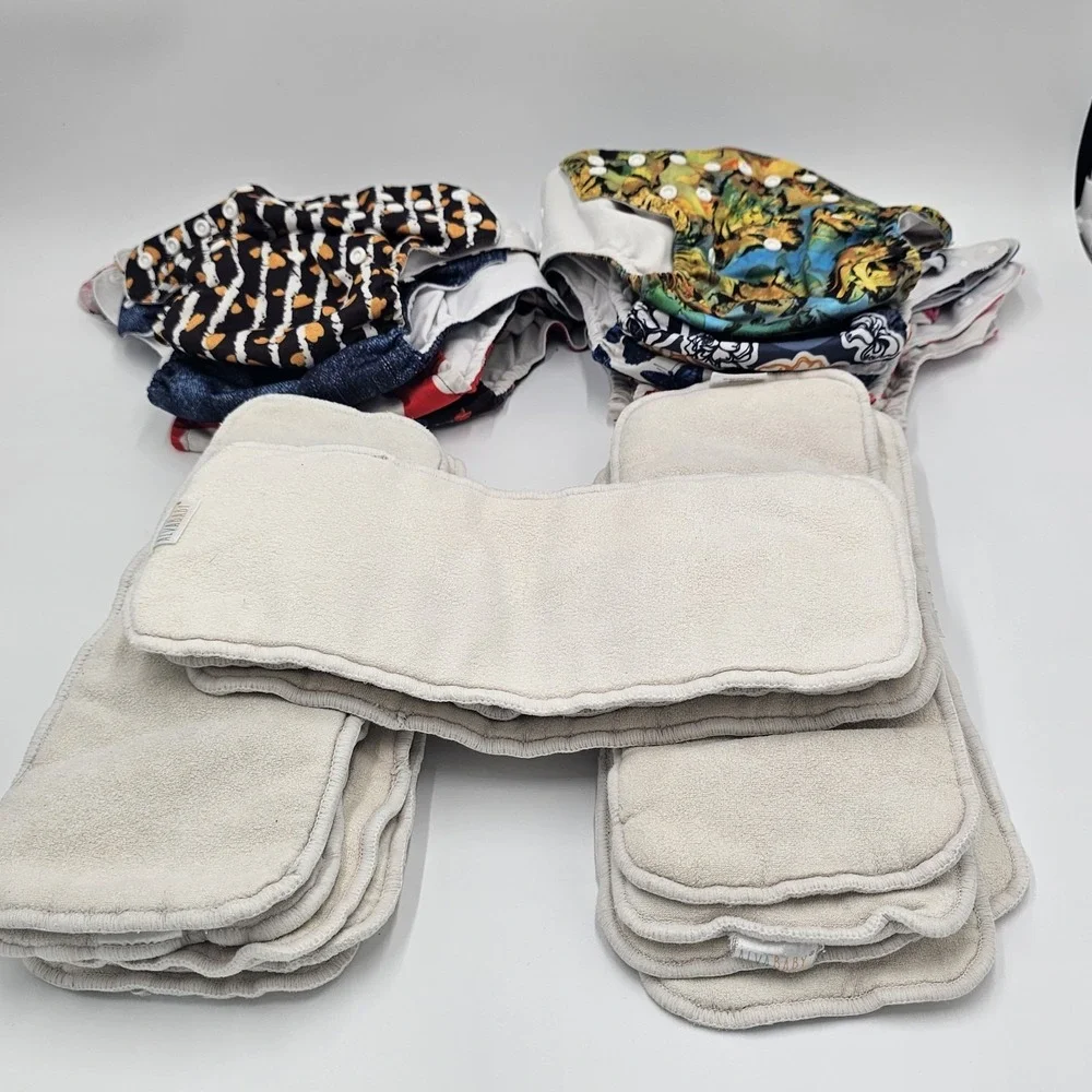Alva Baby Reusable Pocket Covers Lot of 10 w/ 14‎ Inserts – Adjustable One Size